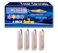 Compatible for Okidata OKI MC861 Toner Cartridge, Work for Okidata OKI MC861 Printers, Toner Cartridge 44059256 44059255 44059254 44059253 (4-Pack BK/C/M/Y)