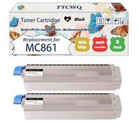 Compatible for Okidata OKI MC861 Toner Cartridge Work for Okidata OKI MC861 Printers, with Chip, High Yield 10000 Pages, High-Definition Printing (2 Pack Black)