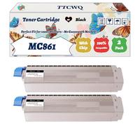 Compatible for Okidata OKI MC861 Toner Cartridge Work for Okidata OKI MC861 Printers, with Chip, High Yield 10000 Pages, High-Definition Printing (2 Pack Black)
