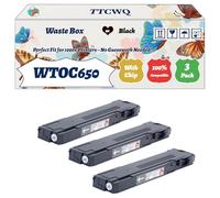 Compatible for Okidata OKI WTOC650 Waste Box Work for Okidata OKI C650dn Printers, with Chip, High Yield 40000 Pages, High-Definition Printing (3 Pack Black)