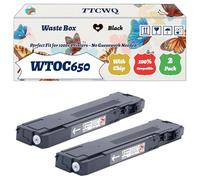 Compatible for Okidata OKI WTOC650 Waste Box Work for Okidata OKI C650dn Printers, with Chip, High Yield 40000 Pages, High-Definition Printing (2-Pack Black)