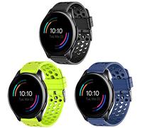 Compatible for OnePlus Watch Band, Giaogor Quick Release Silicone Replacement Wristbands Sport Strap with Metal Buckle Compatible for OnePlus Watch Smartwatch (3pack-Black+Green+Blue)