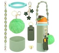 Compatible for Owala Accessories Bundle: Silicone Boot for 24oz & 32oz Bottles, Charms, Handle,Strap, Rubber Bottoms, and Decorative Add-ons for Your Compatible for Owala Water Bottle, Camo Cool