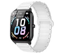 Compatible for P125 Smart Watch Band, Lamshaw 22mm Magnetic Silicone Sport Strong Magnet Strap Watchband Compatible for Popglory/Liufiueq/Paybay/KALINCO/CASCHO P125 Smart Watch 1.85 inch (White, 22mm)
