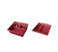Compatible for Porsche Cayenne 2024-2025, Center Console Storage Box Tray, Upper Lower Armrest Organizer with Charging Holes(Red 2PCS)