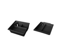 Compatible for Porsche Cayenne 2024-2025, Center Console Storage Box Tray, Upper Lower Armrest Organizer with Charging Holes(Black 2PCS)