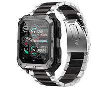 Compatible for PUREROYI Military Smart Watch Band, Quick Release Stainless Steel Metal Replacement Straps Compatible for PUREROYI C20 Pro Smartwatch, PUREROYI C21,TAOPON 1.85 NX3, LENUMB NX3, Rgthuhu NX3, Moowhsh HM09 Smartwatch