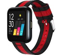 Compatible for Realme Watch Bands, LvBu Fine Woven Nylon Adjustable Replacement Sport Strap Compatible for Realme Watch (Black+Red+Black)