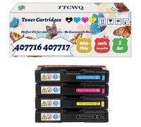Compatible for Ricoh 407716 407717 407718 407719 Toner Cartridges Work for Ricoh Aficio SP C252DN SP C252SF Printers, with Chip, High Yield 7500 Pages, High-Definition Printing (4-Pack BK/C/M/Y)
