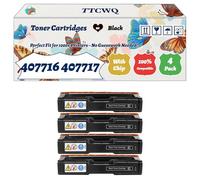 Compatible for Ricoh 407716 407717 407718 407719 Toner Cartridges Work for Ricoh Aficio SP C252DN SP C252SF Printers, with Chip, High Yield 7500 Pages, High-Definition Printing (4 Pack Black)