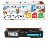 Compatible for Ricoh 407716 407717 407718 407719 Toner Cartridges Work for Ricoh Aficio SP C252DN SP C252SF Printers, with Chip, High Yield 7500 Pages, High-Definition Printing (1 Pack Cyan)