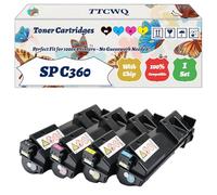 Compatible for Ricoh SP C360 Toner Cartridges Work for Ricoh ficio SP C360 SP C360DN SP C360DNT SP C360DNW SP Printers (4-Pack BK/C/M/Y)