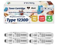 Compatible for Ricoh Type 1230D Toner Cartridge Work for Ricoh Aficio 2015 2016 2018 2020 MP1500 MP1600 MP2000 Printers, with Chip, High Yield 6000 Pages, High-Definition Printing (4 Pack Black)