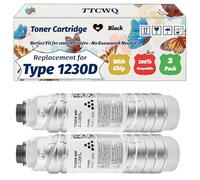 Compatible for Ricoh Type 1230D Toner Cartridge Work for Ricoh Aficio 2015 2016 2018 2020 MP1500 MP1600 MP2000 Printers, with Chip, High Yield 6000 Pages, High-Definition Printing (2-Pack Black)