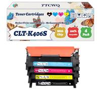 Compatible for Samsung CLT-K406S Toner Cartridges Work for Samsung Xpress SL-C460FW SL-C460W SL-C410W Printers, with Chip, High Yield 1500 Pages, High-Definition Printing (4-Pack BK/C/M/Y)