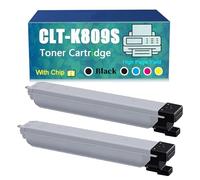 Compatible for Samsung CLT-K809S CLT-C809S CLT-M809S CLT-Y809S Toner Cartridge, Work with CLX-9301NA CLX-9201NA CLX-9201ND CLX-9251ND Printer，Reliability Longevity (Black×2)