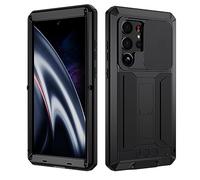 Compatible for Samsung Galaxy S23 Ultra 5G Metal Case,Outdoor Sports Military Shockproof Heavy Duty Dustproof Full Body Protective Armor Rugged Case 【with Tempered Glass Screen Protector】 (Black)