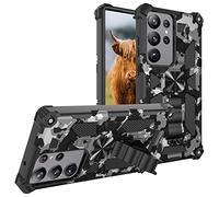 Compatible for Samsung Galaxy S24 5G Case, Camouflage Design Military Grade Drop Protective Cover Soft TPU Hard PC Tough Armor Shockproof Phone Case for Galaxy S24 5G with Kickstand, Black