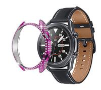 Compatible for Samsung Galaxy Watch 3 41mm 45mm Case Full Diamond PC Plating Bumper Bling Crystal Diamonds Shiny Glitter Frame Case Hard Protective Cover for Galaxy Watch 3 (Color 1, 41mm)