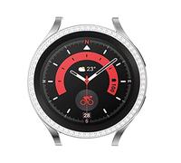 Compatible for Samsung Galaxy Watch 5 Pro 45mm Diamond PC Plating Bumper Case Bling Crystal Diamonds Shiny Glitter Frame Hard Protective Cover for Galaxy Watch 5 Pro 45mm (Silver)