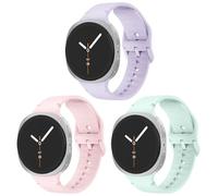 Compatible for Samsung Galaxy Watch 8 Bands 44mm 40mm / Galaxy Watch 8 Classic Bands 46mm, 3 Pack No Gap One Click Soft Silicone Sport Replacement Strap Band for Men Women (Light Purple/Official Mint