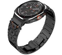 Compatible for Samsung Galaxy Watch Ultra Bands 47mm(2025/2024),Titan Steel Rugged Mecha Metal with Folding Clasp One Click No Gap Band Compatible for Galaxy Watch 7/8 Ultra Band 47 MM for Men (Black