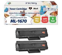 Compatible for Samsung ML-1670 Toner Cartridge Work for Samsung ML-1660 ML-1665 ML-1670 ML-1860 ML-1865 Printers (2-Pack Black)