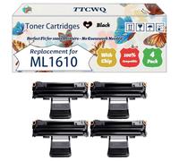 Compatible for Samsung ML1610 Toner Cartridges Work for Samsung ML-2010 ML-2010P ML-2010R ML-2510 ML-2570 ML-2571N Printers (4 Pack Black)