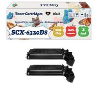 Compatible for Samsung SCX-6320D8 Toner Cartridges Work for Samsung SCX-6220 SCX-6320F SCX-6322DN Printers, with Chip, High Yield 9000 Pages, High-Definition Printing (2-Pack Black)
