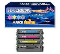 Compatible for Samsung SL-C2620DW Toner Cartridges, Work for Samsung ProXpress SLC2620DW Printers (4-Pack BK/C/M/Y)