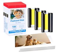 Compatible for Selphy KP-108IN KP108 3-Pack Color Ink Cartridges and 108 Sheets Paper Compatible for Canon Selphy CP1200 CP1000 CP910 CP900 CP810 Printer