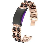 Compatible for Shock Clock Max Bands, Quick Release Jewelry Chain Metal Wristband with Leather Compatible for Pavlok Shock Clock 3, Max (Rose Gold)