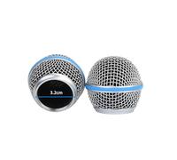 Compatible For Shure BETA 57A 58A Mesh Ball Head Wired Wireless Microphone Grille Microphone Replacement Head Steel(2Pc)