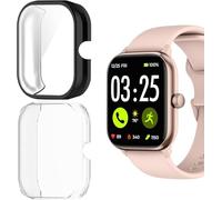 Compatible for Spade & Co Health Smartwatch 4 Case, Lamshaw TPU Case with Screen Protector Compatible for Spade & Co Health Smartwatch 4 1.85 Inches (Black+Clear)