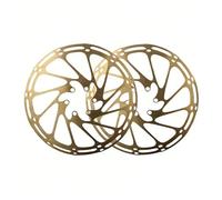 Compatible for SRAM AVID 2pcs Gold/Silver Bike Brake Rotor - 140/160/180/203mm Centerline Stainless for Road & MTB Hydraulic Brakes(160-180mm Gold)