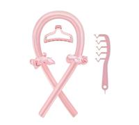 Compatible For Styling Set 4-in-1 Heatless Curling Hair Stick Headbands Clips Wide Toothed Comb(Beige)