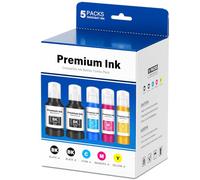 Compatible for T502 Ink Refill Bottles (NotSublimation) for Eco Tank ET-3850 ET-2850 ET-3760 ET-2760 ET-15000 ET-4850 ET-4760 ET-3830 ET-2980 ET-2988 ET-4750 ET-3950 ET-4950 ET-3843 Printer (5-Packs)