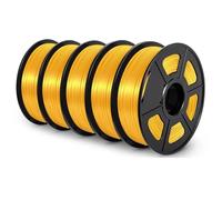 Compatible for TECBEAS 5 Rolls Silk 3D Filament 1.75mm High-Toughness Colorful for FDM 3D Printers(Silk 5LG)