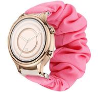 Compatible for Ticwatch C2+ Band, Blueshaw Fabric Elastic Scrunchie Elastic Watch Band Women Cute Replacement Straps Compatible with TICWATCH C2 Plus Smartwatch (Pink)