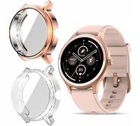 Compatible for TOOBUR DR06 Smart Watch Case, Lamshaw Soft All Around TPU Case with Screen Protector with Silicone Dust Plug Compatible with TOOBUR DR06, Fitpolo DR06 Smart Watch (Rose Gold+Clear)