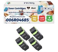 Compatible for Xerox 006R04685 006R04686 006R04687 006R04688 Toner Cartridges Work for Xerox VersaLink C410 Printers (4 Pack Black)