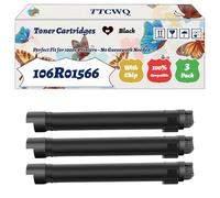 Compatible for Xerox 106R01566 Toner Cartridges Work for Xerox Phaser 7800 7800DN 7800DX 7800GX Printers, with Chip, High Yield 34000 Pages, High-Definition Printing (3 Pack Black)