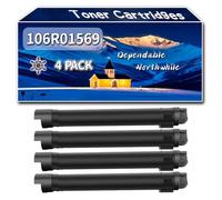 Compatible for Xerox 106R01569 Toner Cartridges, Work for Xerox Phaser 7800 7800DN 7800DX 7800GX Printers, Toner Cartridges 106R01566 106R01567 106R01568 (4 Pack Black)