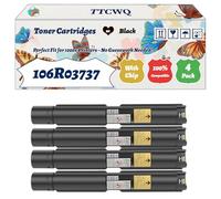 Compatible for Xerox 106R03737 Toner Cartridges Work for Xerox VersaLink C7025T C7030 C7030D C7030S C7030T Printers, with Chip, High Yield 33600 Pages, High-Definition Printing (4 Pack Black)
