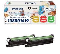 Compatible for Xerox 108R01419 Drum Unit Work for Xerox WorkCentre 6515n Phaser 6510dn Printers, with Chip, High Yield 48000 Pages, High-Definition Printing (2 Pack Black)