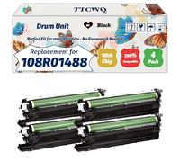 Compatible for Xerox 108R01488 Drum Unit Work for Xerox VersaLink C605 C600 Printers, with Chip, High Yield 40000 Pages, High-Definition Printing (4 Pack Black)