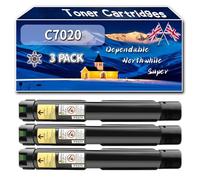 Compatible for Xerox C7020 Toner Cartridges, Work for Xerox Versalink C7020 C7025 C7030 Printers, Toner Cartridges 106R03737 106R03740 106R03739 106R03738 (3 Pack Black)