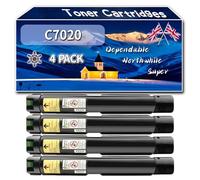 Compatible for Xerox C7020 Toner Cartridges, Work for Xerox Versalink C7020 C7025 C7030 Printers, Toner Cartridges 106R03737 106R03740 106R03739 106R03738 (4 Pack Black)