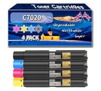 Compatible for Xerox C7020 Toner Cartridges, Work for Xerox Versalink C7020 C7025 C7030 Printers, Toner Cartridges 106R03737 106R03740 106R03739 106R03738 (4-Pack BK/C/M/Y)
