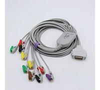 Compatible Fukuda Denshi CardiMax FX-7202 FCP 2155 ECG/EKG Cable 10 Leads Wires IEC Pinch 4.0mm European Standard Connector